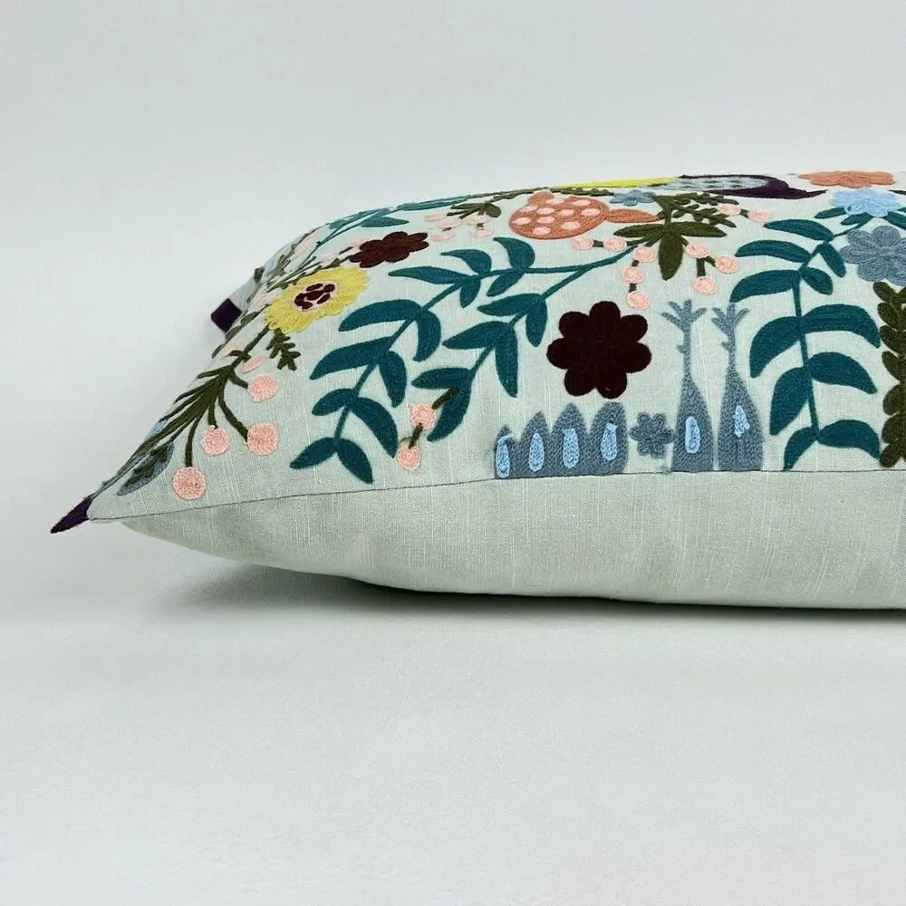 Elle Tahari Home Embroidered Pillow & Insert Rectangular Birds Florals 14
